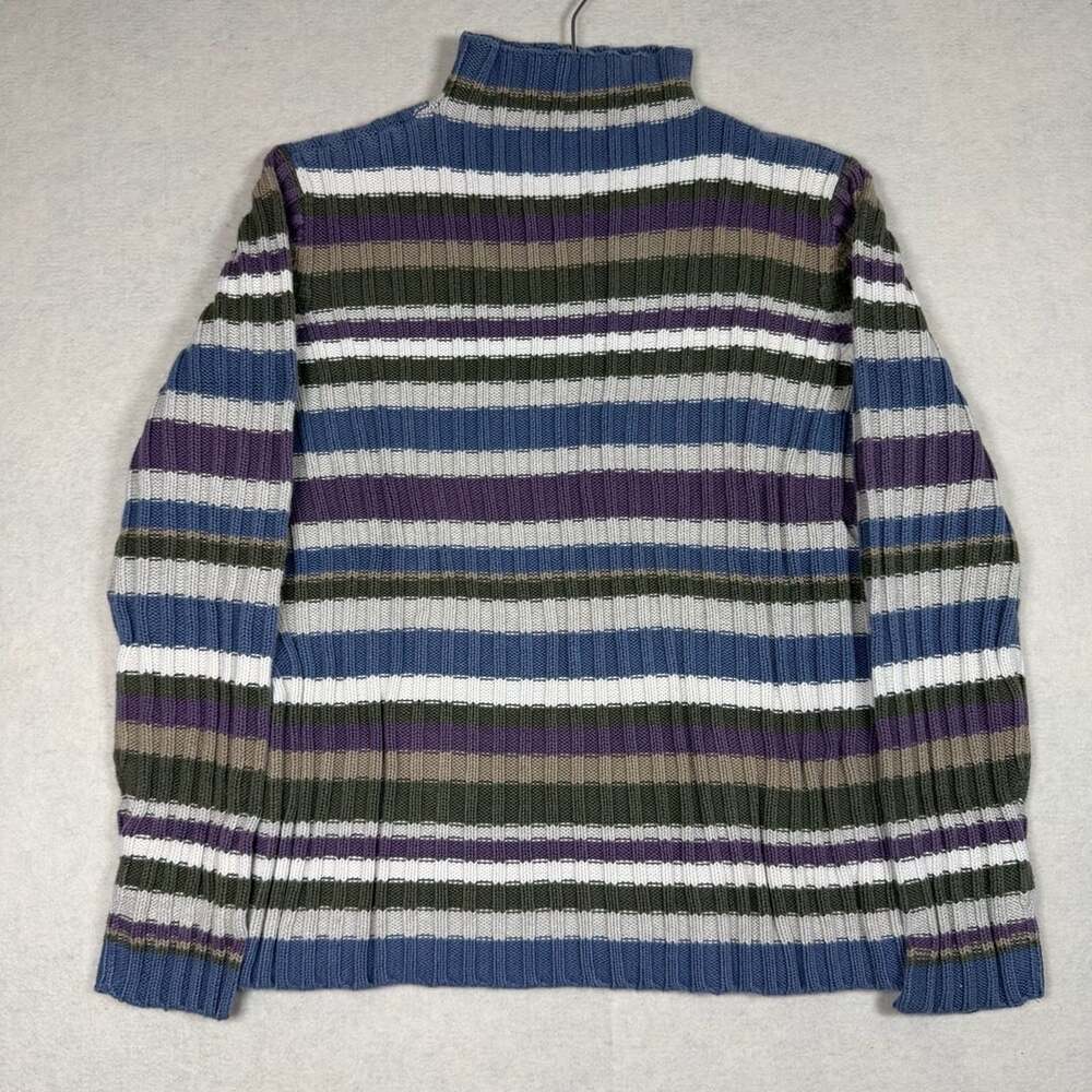 Vintage Jones New York Sweater Womens S Striped Mock Neck Ribbed Multicolor